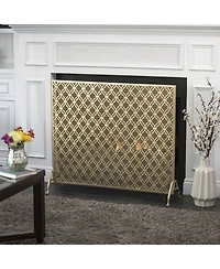 Ellias Single Panel Gold Iron Fire Screen