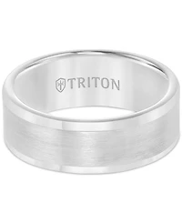 Triton Men's Ring, 8mm Wedding Band White or Black Tungsten