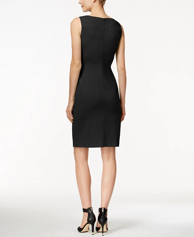 Calvin Klein Solid Faux-Leather Tie-Waist Sheath Dress | MainPlace Mall