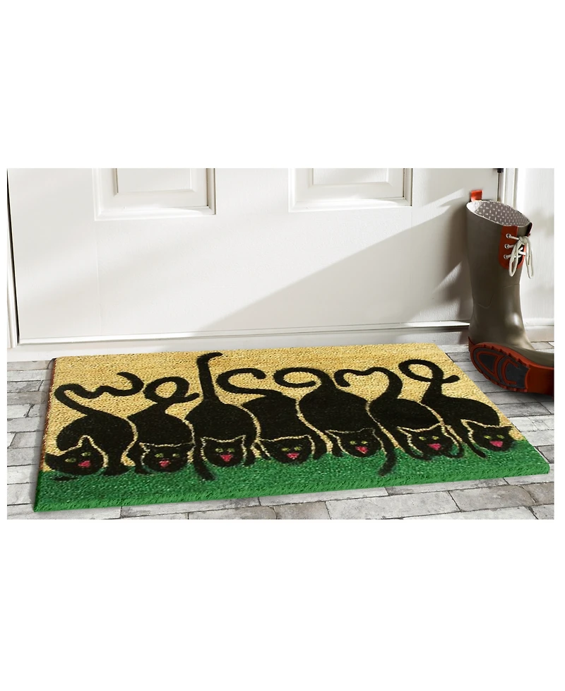 Home & More Cats Welcome Natural Coir/Vinyl Doormat, 24" x 36"