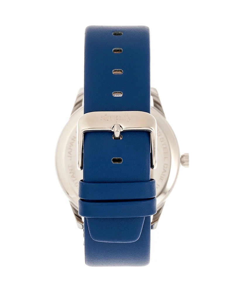 Simplify Quartz The 6300 Black Dial, Genuine Blue Leather Watch 41mm