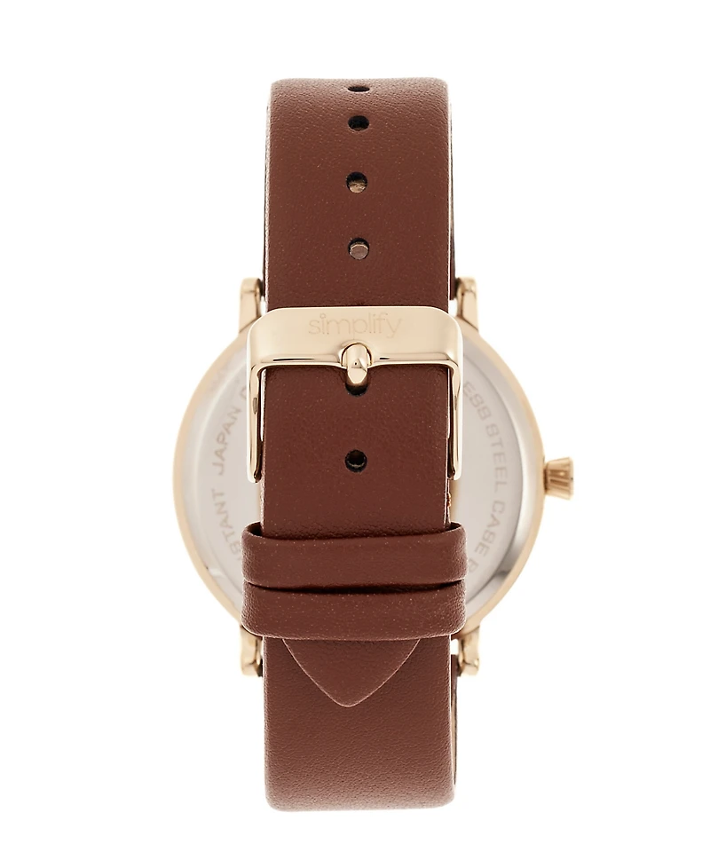 Simplify Quartz The 6200 White Dial, Genuine Brown Leather Watch 39mm
