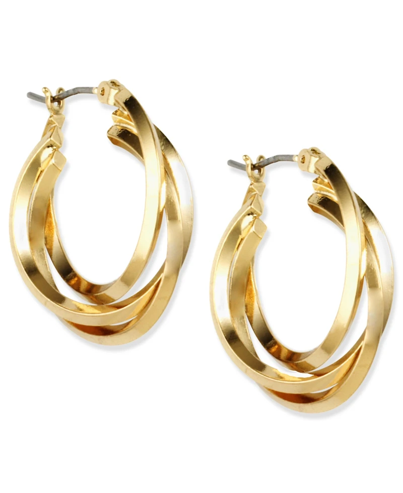 Anne Klein Metal 3 Ring Hoop Earrings, .9"