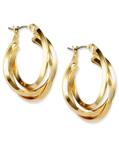Anne Klein Metal 3 Ring Hoop Earrings, .9"