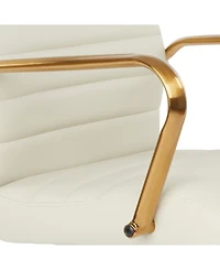 Mid-back Faux Leather Chair with Arms and Base