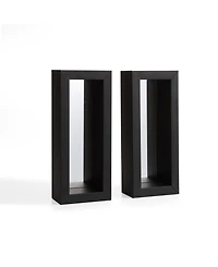 Danya B. Set of 2 Vertical Mirror Pillar Candle Sconces with Metal Frame