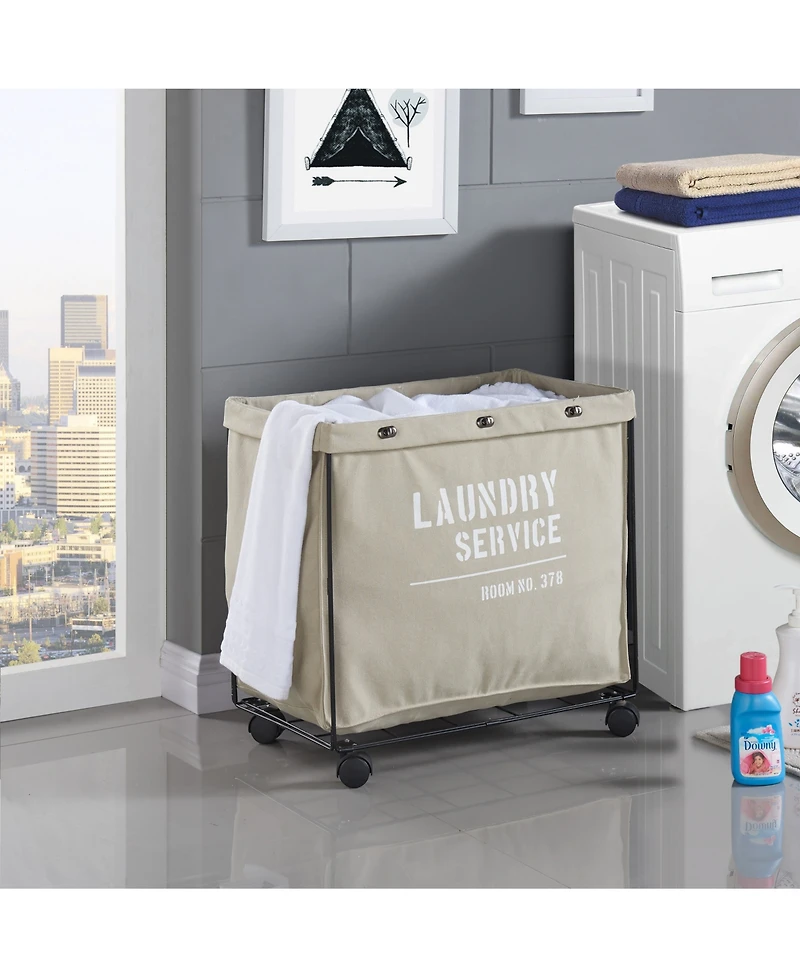 Danya B. Army Canvas Laundry Hamper on Wheels