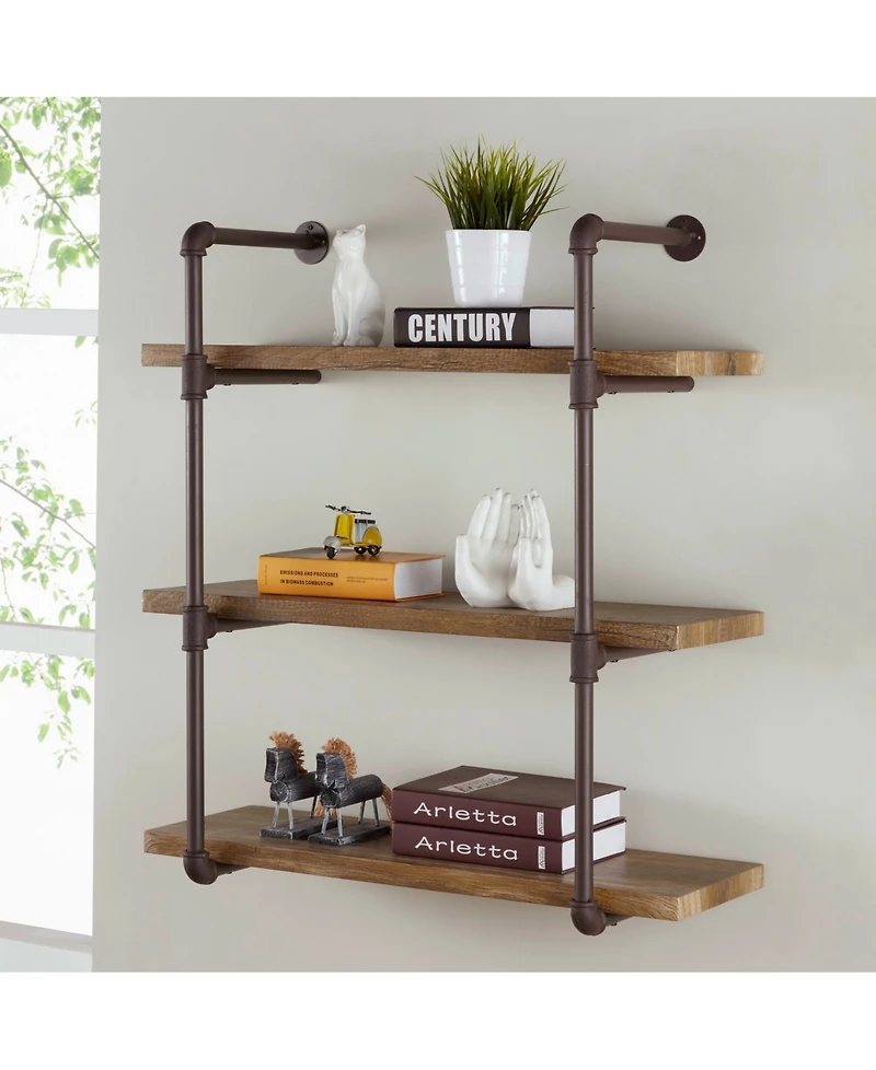 Danya B. Three Tier Industrial Pipe Wall Shelf