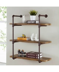 Danya B. Three Tier Industrial Pipe Wall Shelf