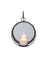 Danya B. Round Iron Pillar Candle Sconce with Mirror