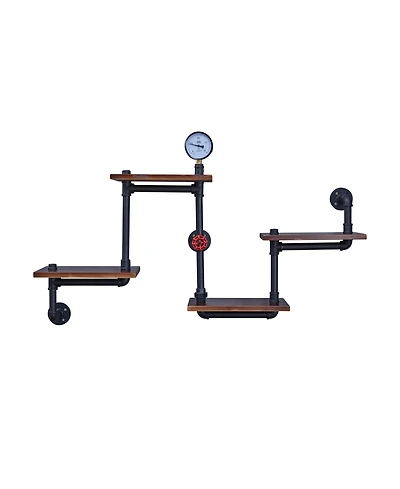 Danya B. 4-Tier Floating Corner Or Straight Industrial Rustic Pipe Shelving Unit