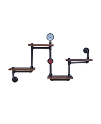 Danya B. 4-Tier Floating Corner Or Straight Industrial Rustic Pipe Shelving Unit