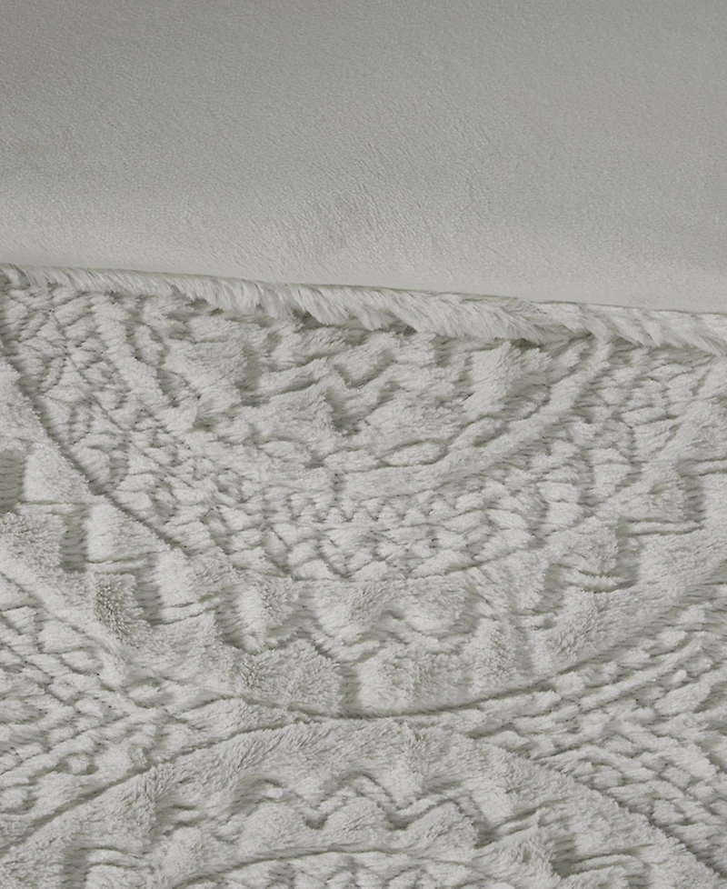 Madison Park Arya Embroidered Medallion Faux Fur 3-Pc. Comforter Set, Full/Queen