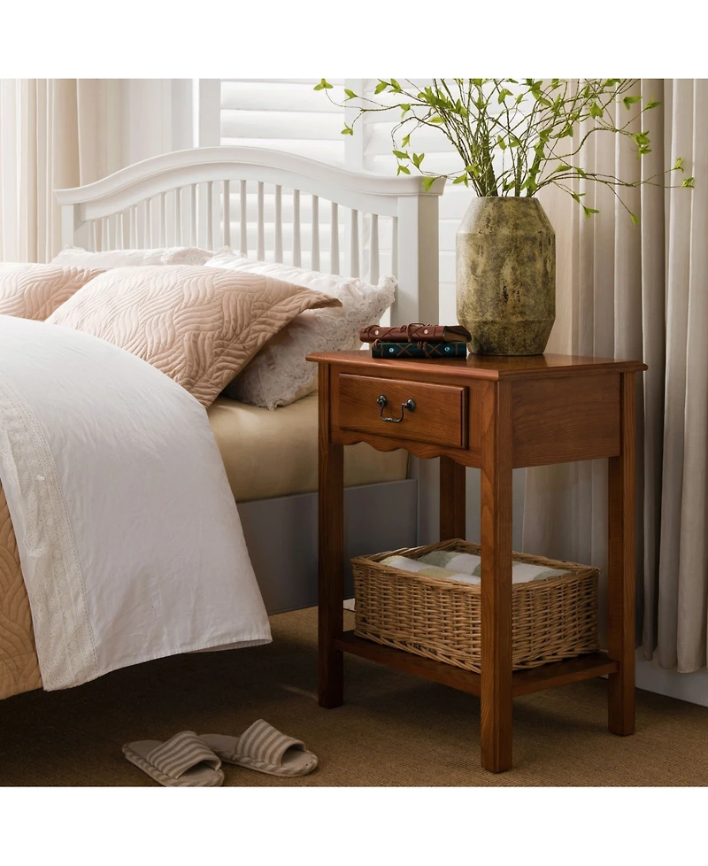 Leick Home One Drawer Shaker Nightstand, Medium Oak