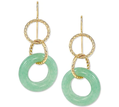 Jade Multi-Ring Drop Earrings in 10k Gold