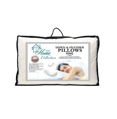 Sweet Home Collection Down and Feather Blend 100% Cotton Cover Premium 2-Pack Pillows