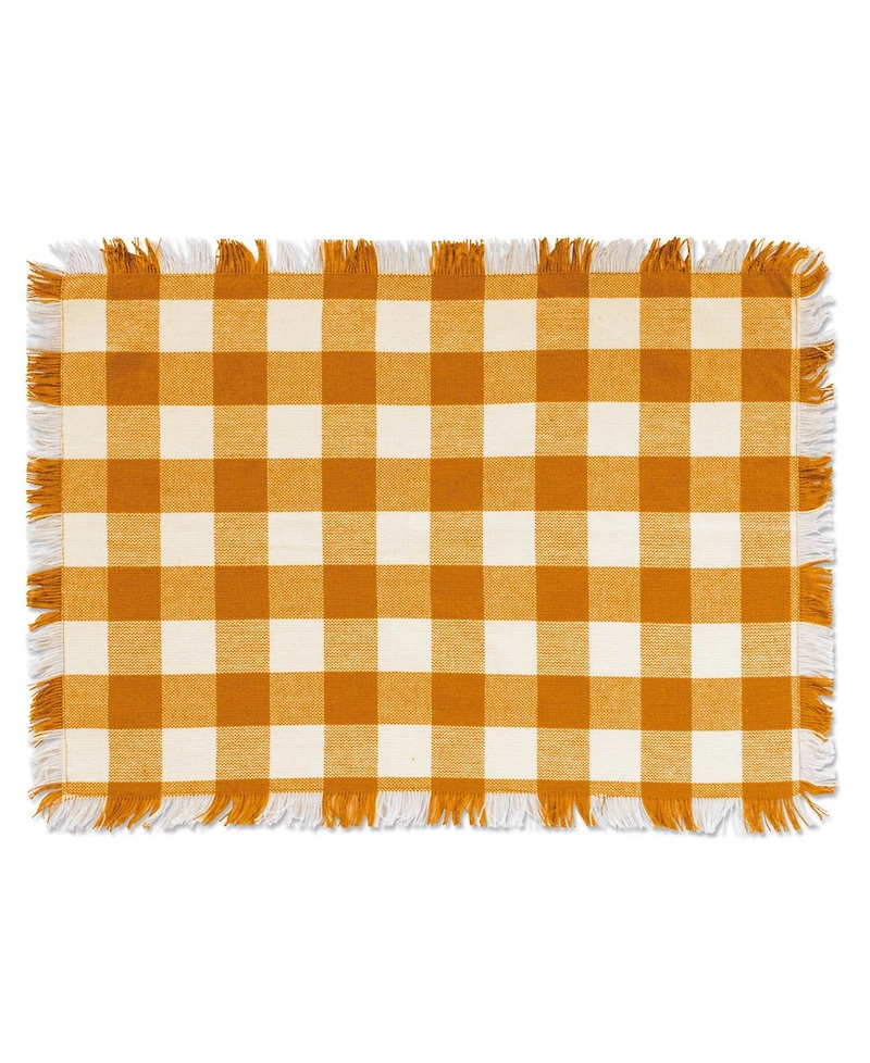Pumpkin Spice Heavyweight Check Fringed Placemat Set of 6