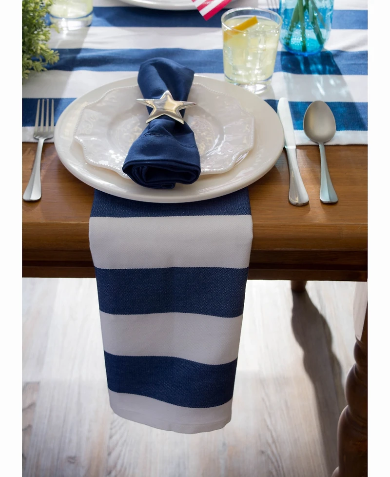 Nautical Blue Cabana Stripe Outdoor Table Runner 14" X 72"