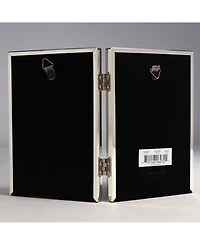 Lawrence Frames Polished Silver Plate Hinged Double Picture Frame - Bead Border Design