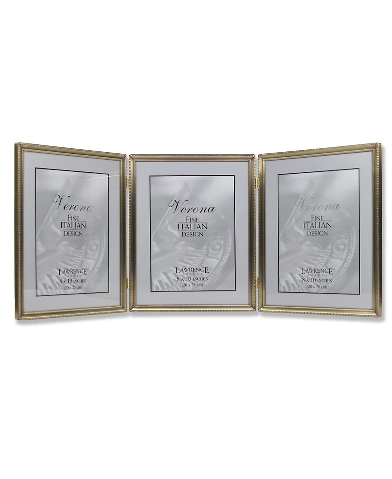Lawrence Frames Antique Gold Bead Hinged Triple Picture Frame - 8" x 10"