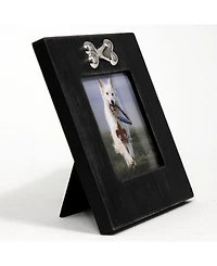 Lawrence Frames Black Wash Dog Frame with Bone Ornament - 4" x 4"