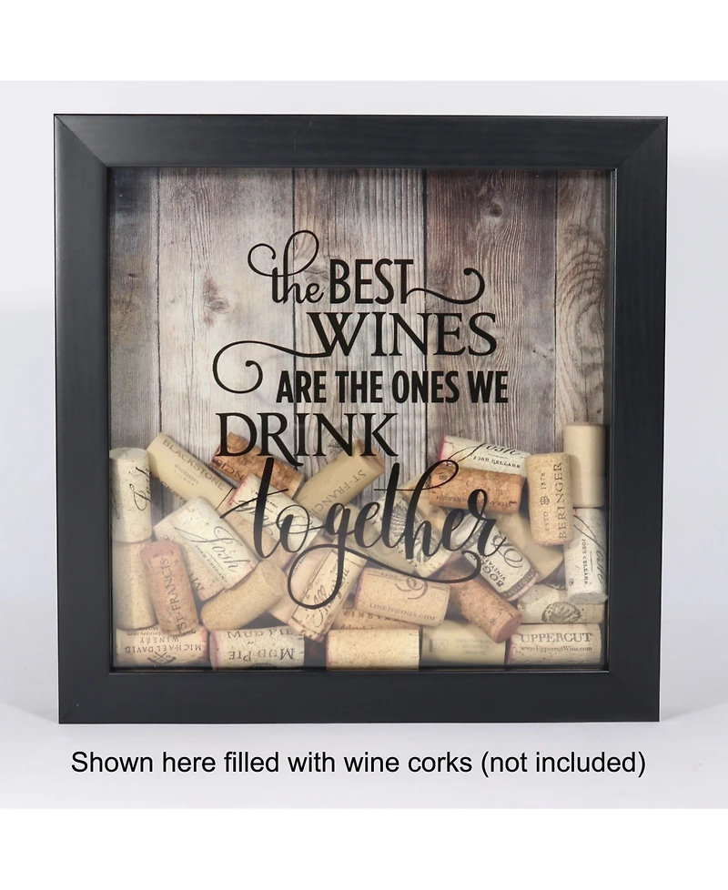 Lawrence Frames Black Shadow Box Wine Cork Holder - 10" x 10"