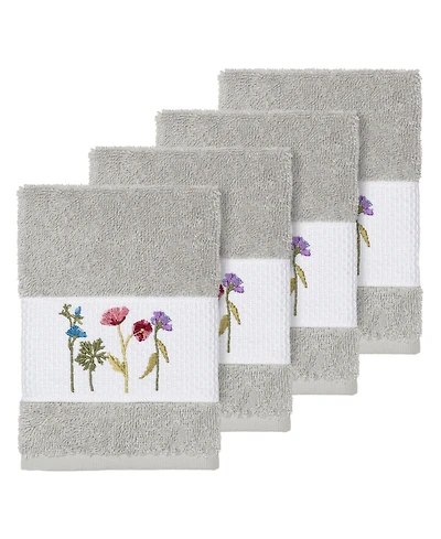 Linum Home Turkish Cotton Serenity 4-Pc. Embellished Washcloth Set