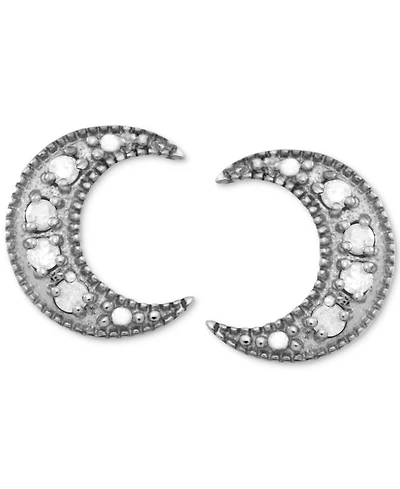 Diamond Crescent Moon Stud Earrings (1/10 ct. t.w.) in Sterling Silver
