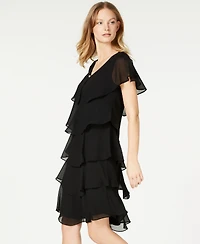 Sl Fashions Tiered Rhinestone Capelet Dress