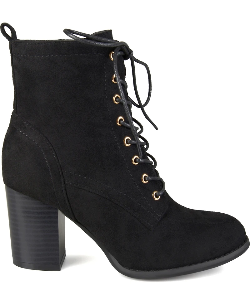 Journee Collection Women's Baylor Lace Up Stacked Heel Booties