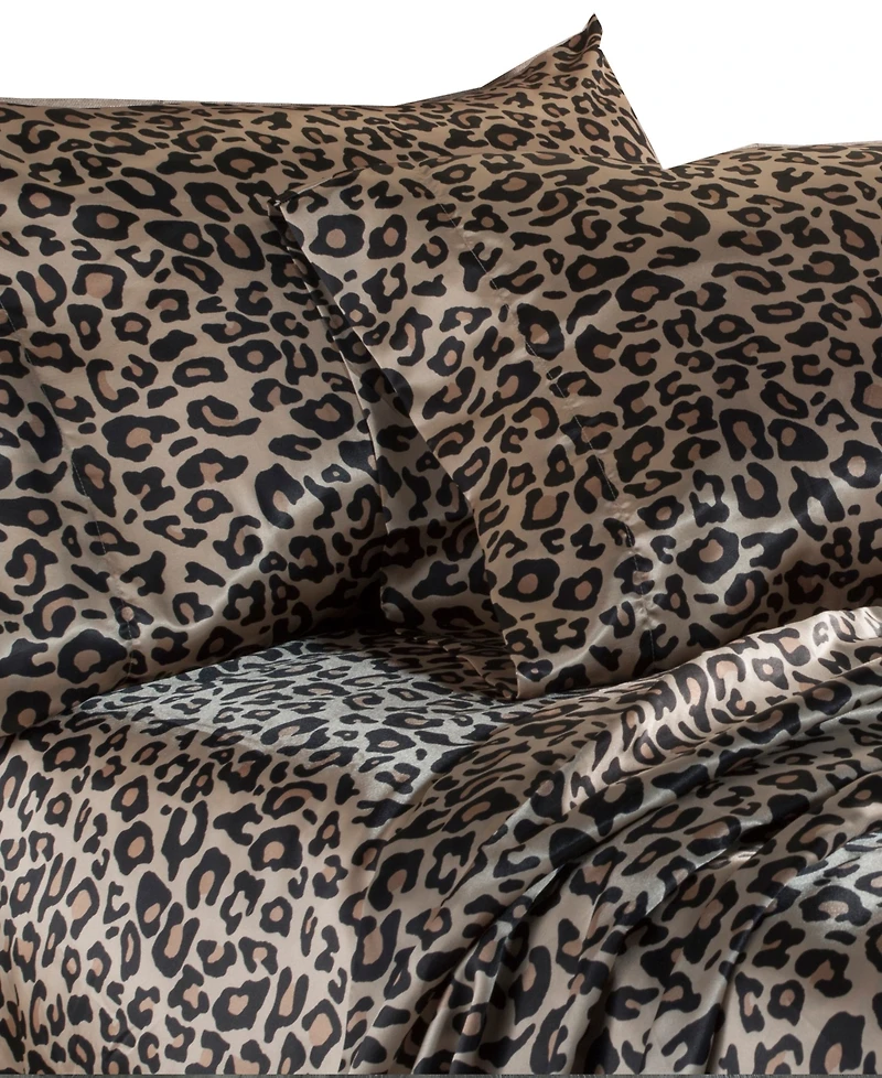 Beatrice Home Fashions Luxurious Leopard Satin 3-Pc. Sheet Set, Twin
