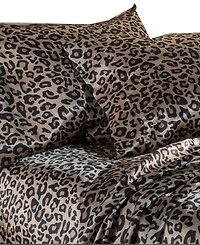 Beatrice Home Fashions Luxurious Leopard Satin 3-Pc. Sheet Set, Twin