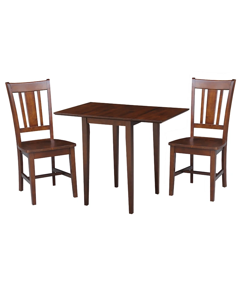 International Concepts Small Dual Drop Leaf Table With 2 San Remo Chairs