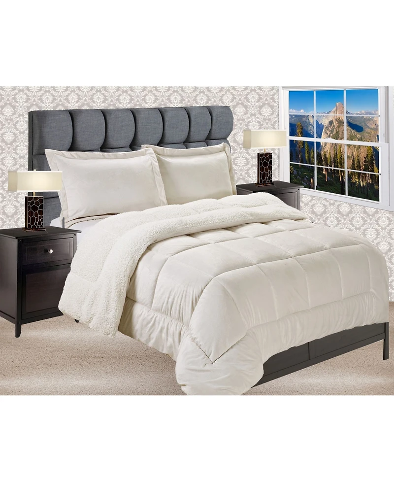 Elegant Comfort Micromink/Sherpa Reversible Down Alternative Microsuede 2-Pc. Comforter Sets