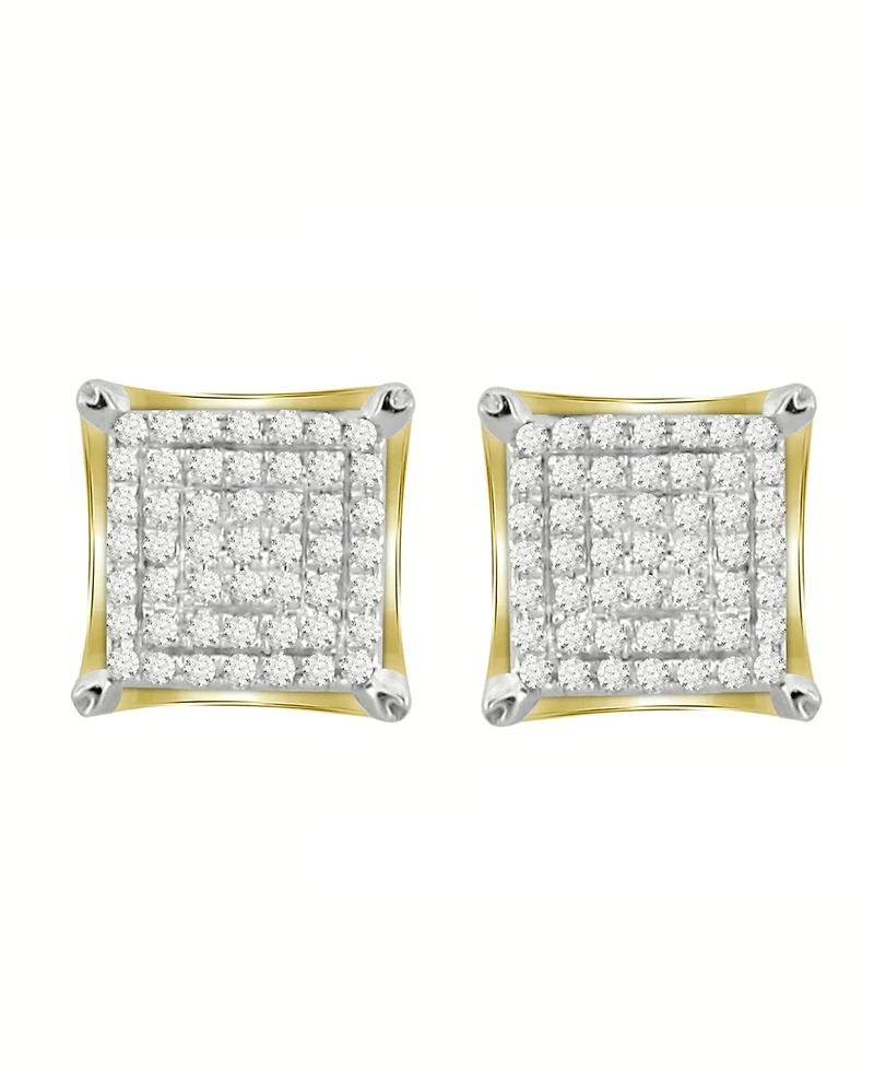 Men's Diamond (1/4 ct.t.w.) Square Earring Set in 10k Yellow Gold