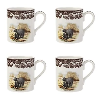 Spode Woodland Black Bear Mugs, Set of 4