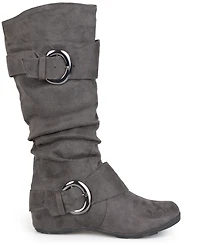 Journee Collection Women's Jester Rouched Buckle Mid Shaft Boots