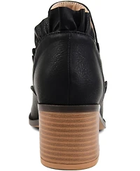 Journee Collection Women's Lennie Ruffle Detail Stacked Block Heel Booties