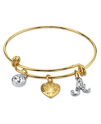 2028 14K Gold-Dipped Heart and Initial Crystal Charm Bracelet
