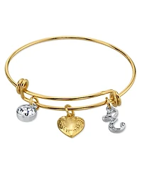 2028 14K Gold-Dipped Heart and Initial Crystal Charm Bracelet