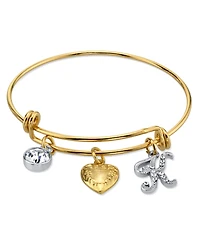 2028 14K Gold-Dipped Heart and Initial Crystal Charm Bracelet