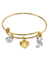 2028 14K Gold-Dipped Heart and Initial Crystal Charm Bracelet