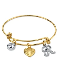 2028 14K Gold-Dipped Heart and Initial Crystal Charm Bracelet