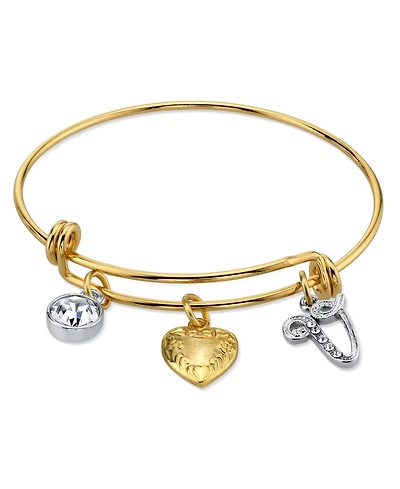 2028 14K Gold-Dipped Heart and Initial Crystal Charm Bracelet