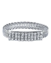 2028 Silver-Tone Clear Crystal Rhinestone Slim Belt Bracelet
