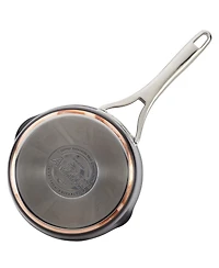Anolon Nouvelle Copper Luxe Hard-Anodized Nonstick Straining Saucepan, 3.5-Quart, Onyx