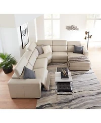 Nevio Leather Power Reclining Sectional Sofa With Articulating Headrests Collection Created For Macys