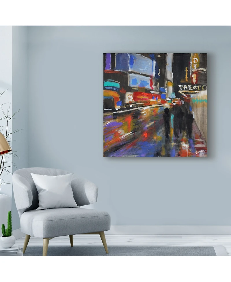 Solveiga 'Broadway At Night' Canvas Art - 14" x 14"
