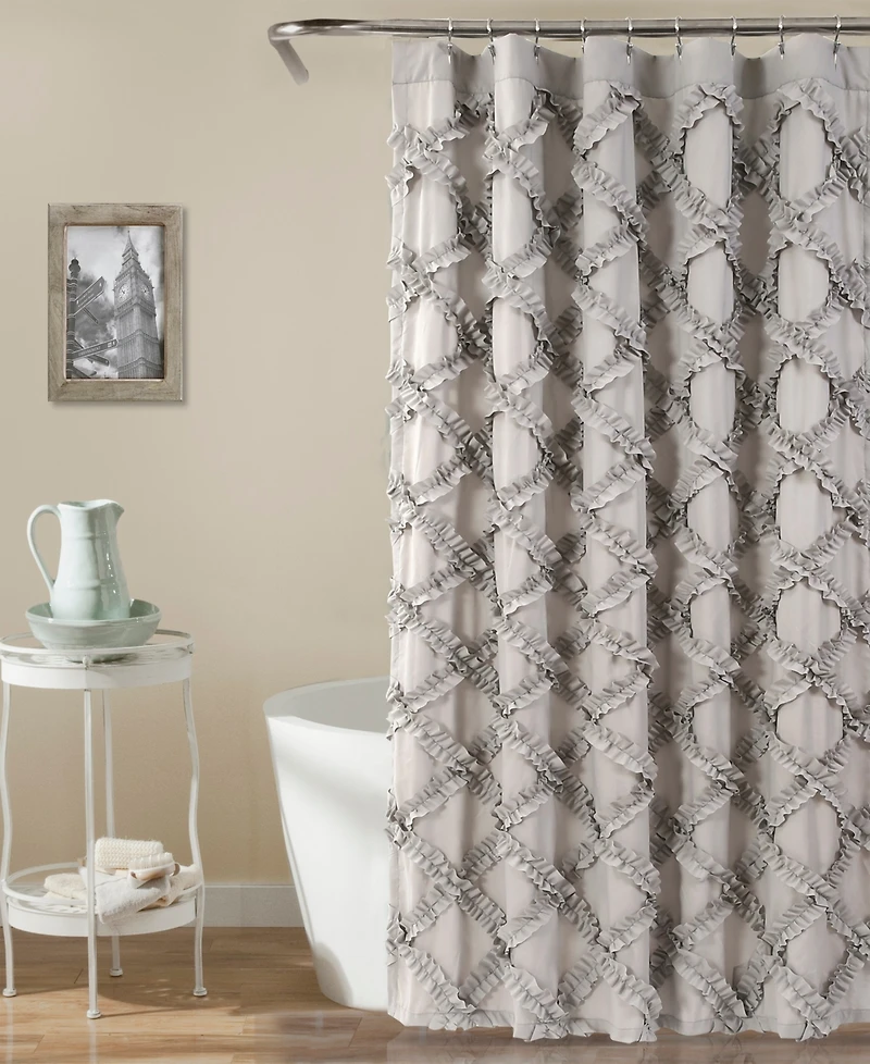 Lush Decor Ruffle Diamond Shower Curtain, 72" x