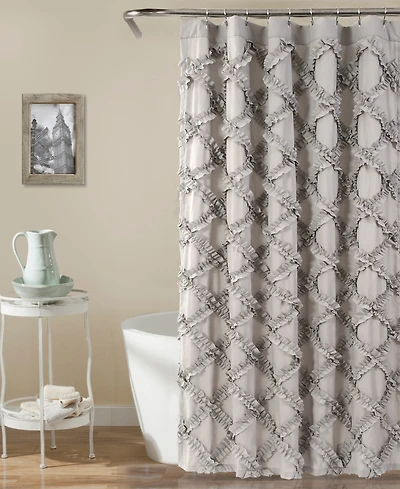 Lush Decor Ruffle Diamond Shower Curtain, 72" x